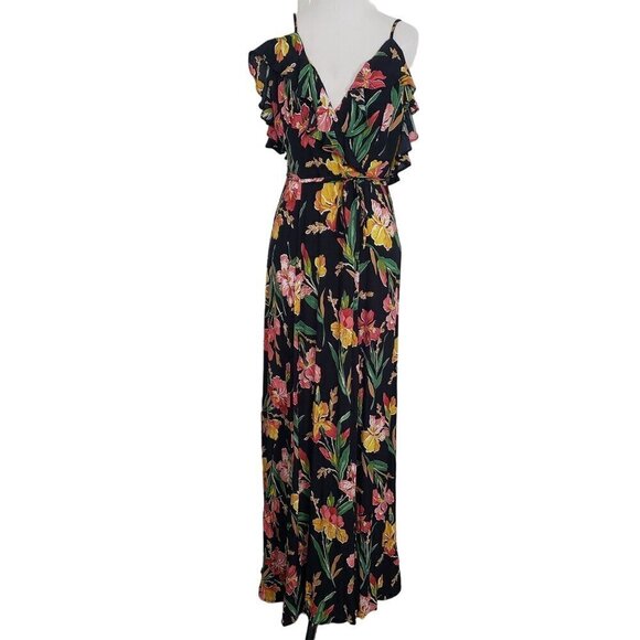 Privacy Please Karen Floral Maxi Dress Backless Tropical Long Womens Size Medium - Picture 1 of 12